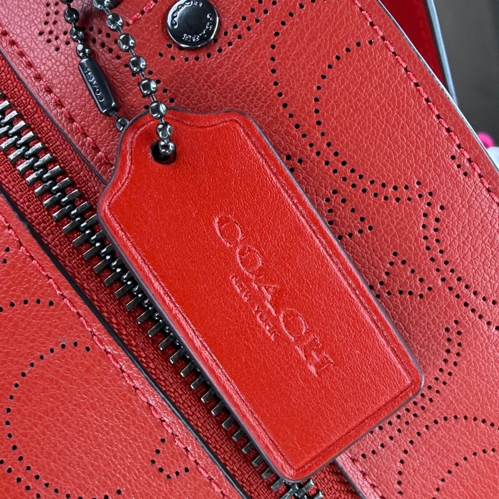 💥COACH -Jordyn Perforated Signature Leather Backpack / Miami Red - 45U674 - Picture 13 of 17